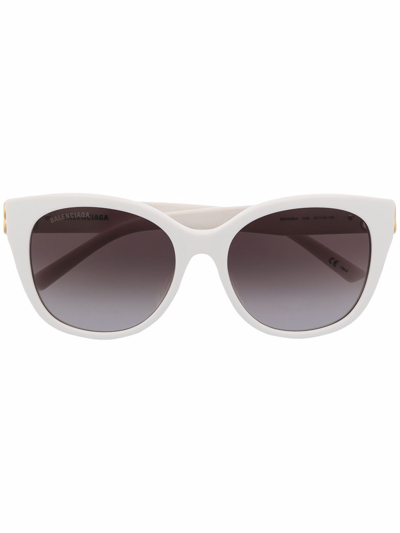 Shop Balenciaga Logo Square-frame Sunglasses In Weiss