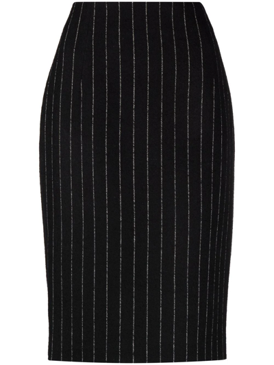 Shop Moschino Pinstripe Wool-blend Skirt In Schwarz