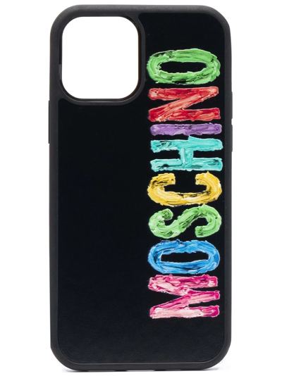 Shop Moschino Logo-print Iphone 12/12 Pro Case In Schwarz