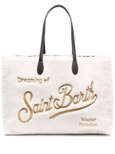 Shop Mc2 Saint Barth Logo-print Shoulder Bag In Weiss
