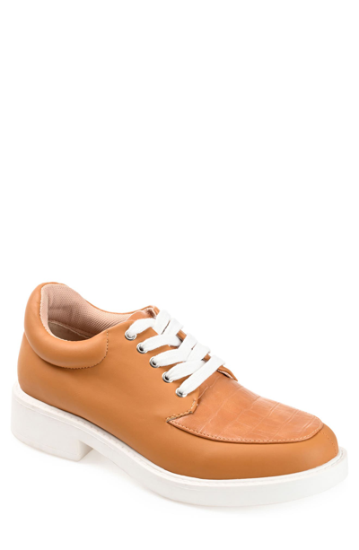 Journee Collection Aliah Womens Round Closed Toe Oxford Shoes In Tan