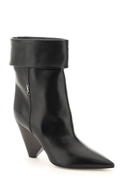 Shop Saint Laurent Niki Leather Boots In Black