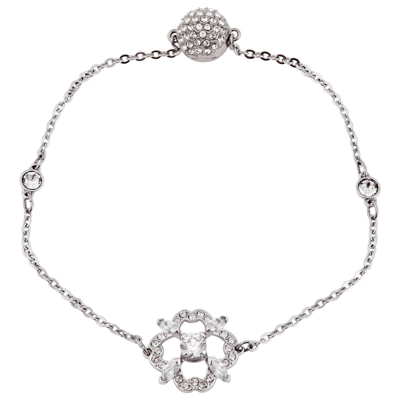 Shop Swarovski Remix Ladies Sparkling Dance Flower Bracelet In Silver Tone