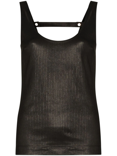 Shop Givenchy Scoop-neck Leather Top In Schwarz