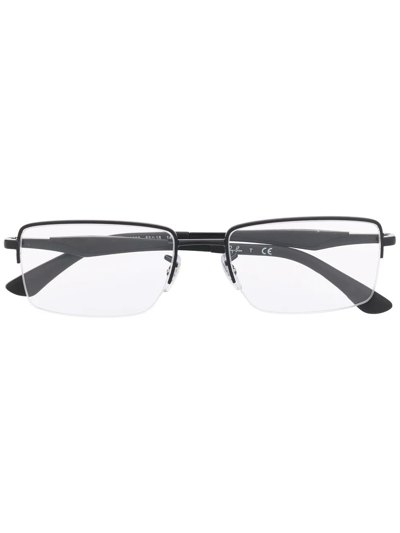 Ray Ban Matte-effect Rectangle-frame Glasses In Schwarz