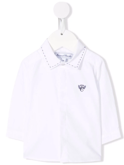 Shop Tartine Et Chocolat Logo-print Long-sleeve Shirt In White