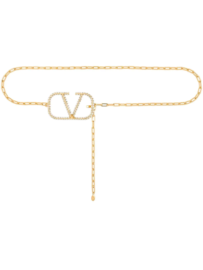 Shop Valentino Vlogo Signature Chain Belt In Gold