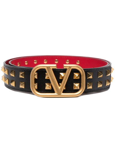 Shop Valentino Vlogo Rockstud-embellished Belt In Black