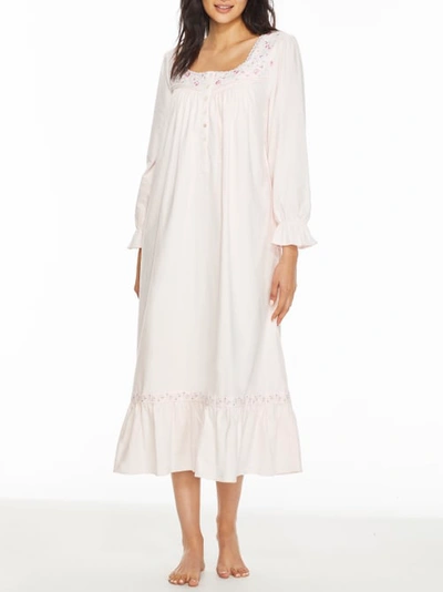 Shop Eileen West Pink Ballet Flannel Nightgown In Pink,white