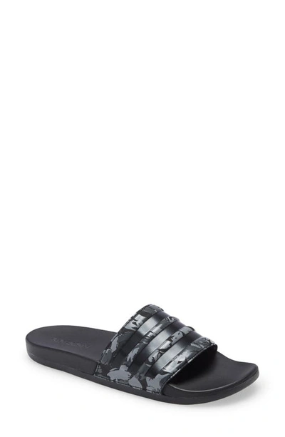 Shop Adidas Originals Adilette Cloudfoam Mono Sport Slide In Grey/ Black/ Grey