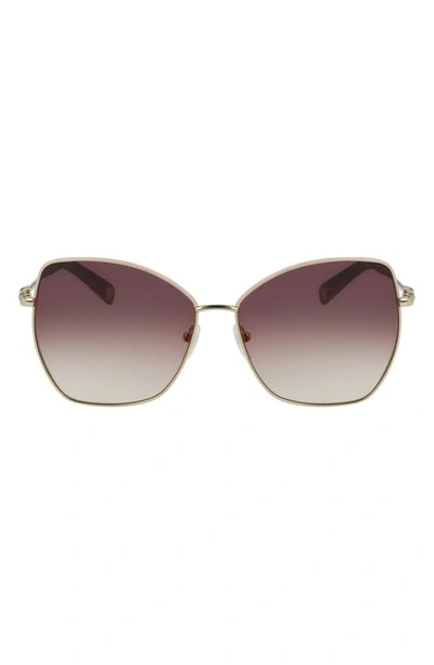 Shop Longchamp Amazone 60mm Gradient Butterfly Sunglasses In Rose Gold /brown Peach