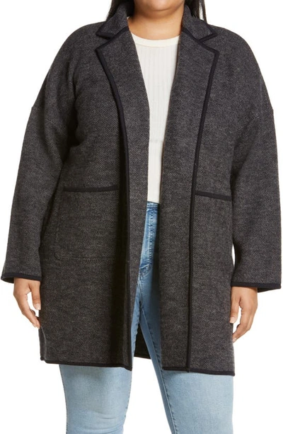 Madewell Herringbone Courton Sweater Coat In Night Vision
