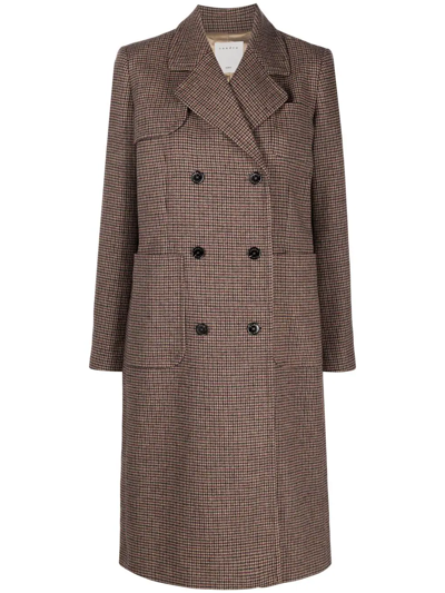 Sandro Checked Double-breasted Wool-blend Coat In Rouges | ModeSens