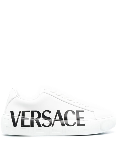 Shop Versace Women's White Leather Sneakers