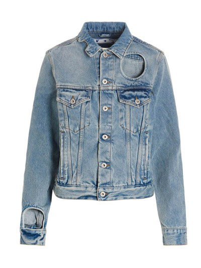 Shop Off-white Denim Jacket In Azzurro