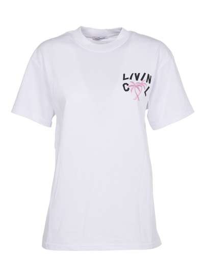 Shop Livincool White T-shirt With Logo