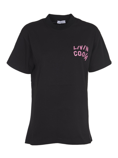 Shop Livincool Balck T-shirt With Logo In Black