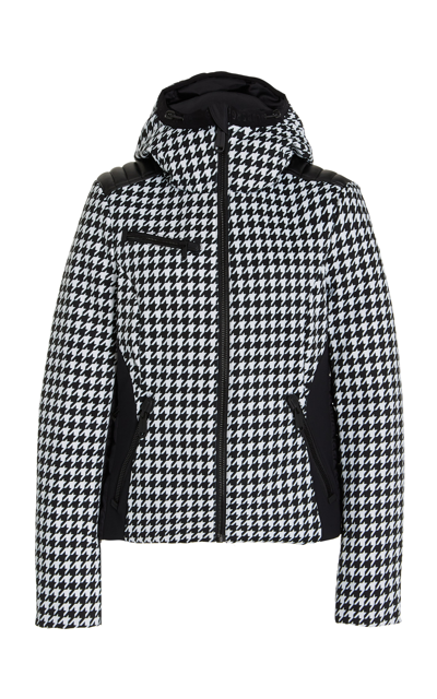 Shop Goldbergh Women's Kate Houndstooth Shell Hooded Down Puffer Jacket In Black,white