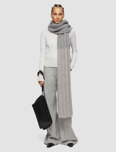 Shop Joseph Cable Knit Scarf In Nickel