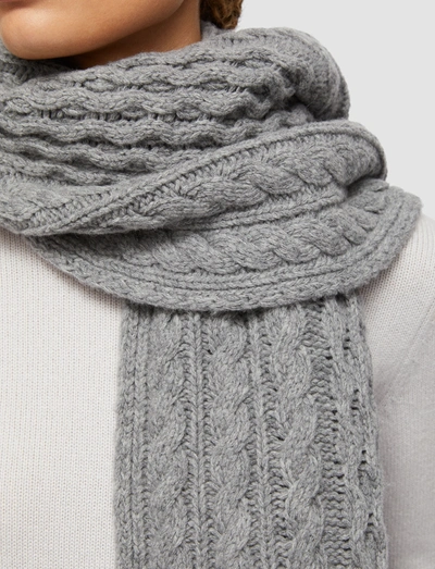 Shop Joseph Cable Knit Scarf In Nickel