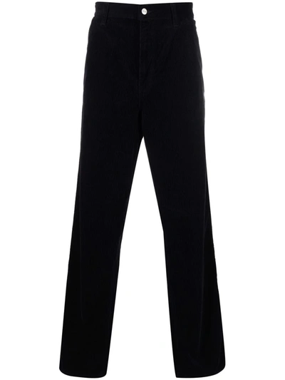 Shop Carhartt Simple Corduroy Straight Trousers In Black