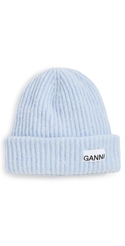 Shop Ganni Rib Knit Hat In Heather