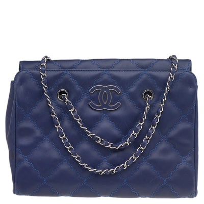 Chanel Double Stitch Hamptons Accordion Flap Tote Quilted Calfskin