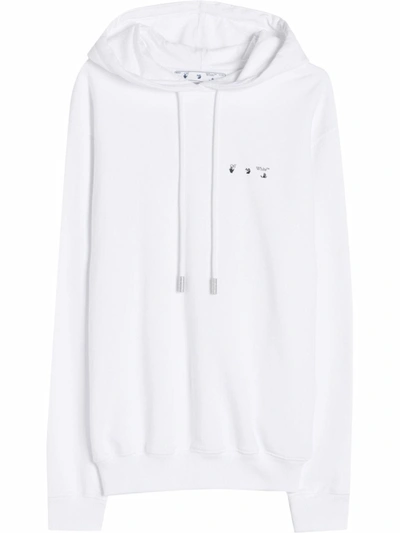 Off-white Embroidered-logo Drawstring Hoodie In White | ModeSens