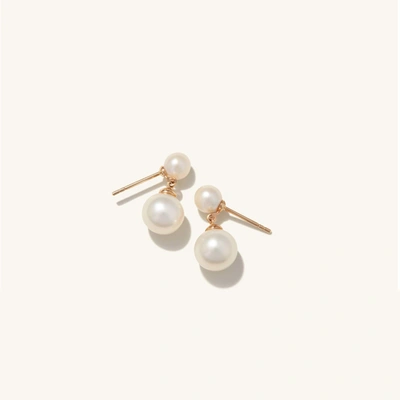 Shop Mejuri Essential Pearl Earrings White In Yellow