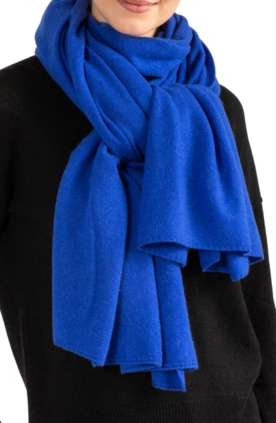 Shop Amicale Cashmere Travel Wrap Scarf In Blue