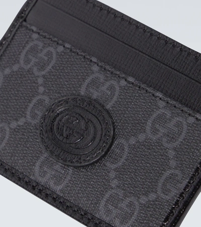 Shop Gucci Gg Supreme Canvas Cardholder In Black/black