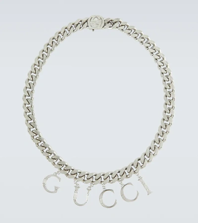 Shop Gucci Necklace With  Script In New Palladio Antiall