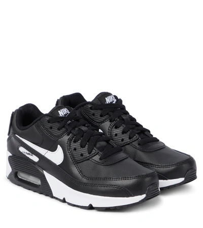 Shop Nike Air Max 90 Leather Sneakers In Black/white-black