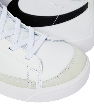 Shop Nike Blazer Mid 77 Leather High-top Sneakers In White/black-team Orange