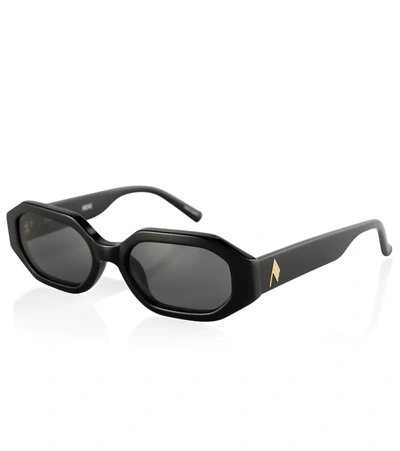 Shop Attico X Linda Farrow Irene Oval Sunglasses In Black/yellow Gold/grey