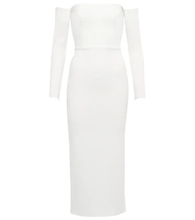 Shop Alex Perry Bridal Tate Stretch-crêpe Midi Dress In White