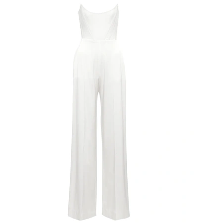 Shop Alex Perry Bridal Slaine Satin-crêpe Jumpsuit In White