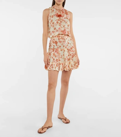 Poupette St Barth Clara Floral Minidress In Yellow Grasse
