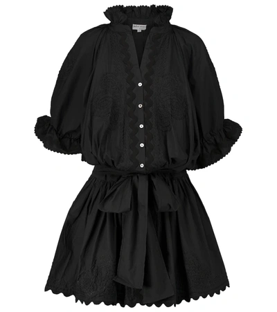 Shop Juliet Dunn Embroidered Cotton Mini Dress In Black