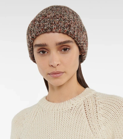 Shop Chloé Cashmere And Wool Beanie In Multicolor Beige