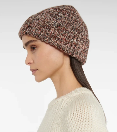 Shop Chloé Cashmere And Wool Beanie In Multicolor Beige