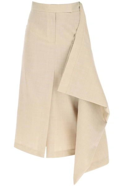 Shop A.w.a.k.e. Deconstructed Double Midi Skirt In Beige (beige)
