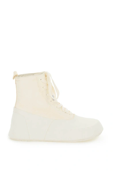 Shop Ambush Rubber And Leather Hi-top Sneakers In Off White (white)