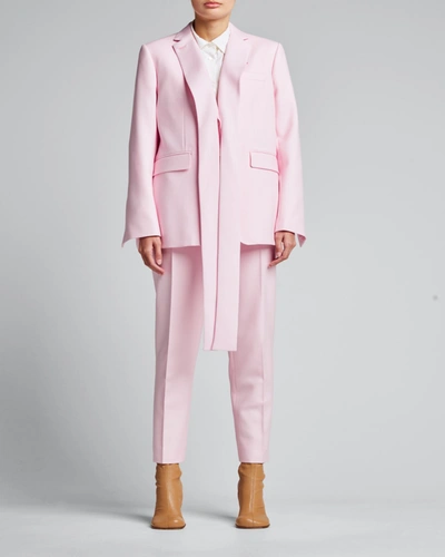 Shop Burberry Straight-leg Wool Trousers In Pale Candy Pink