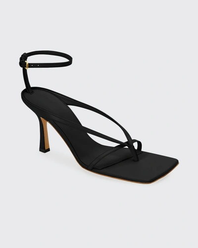 Shop Bottega Veneta Multi Strap Stretch High-heel Sandals In Tangerine