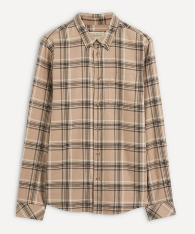 Shop Nudie Jeans Chuck Plaid Twill Shirt In Beige