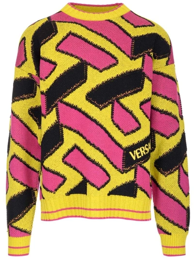 Shop Versace Men's Yellow Wool Sweater