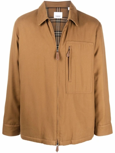 Burberry Men's Brown Cotton Jacket | ModeSens