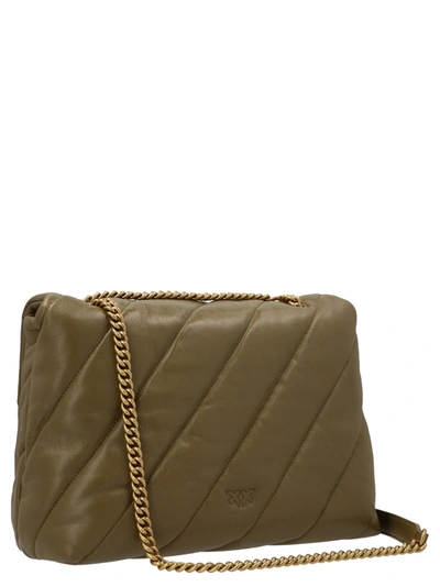 Shop Pinko Women's Green Leather Shoulder Bag