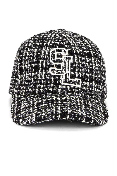 Shop Saint Laurent Tweed Hat In Black & Ivory